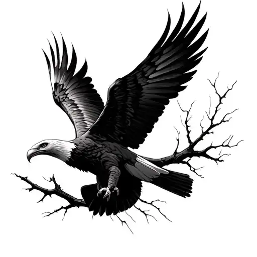 Flying Eagle And Broken Branch