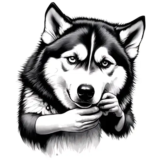 Unborn Child Playing With A Husky