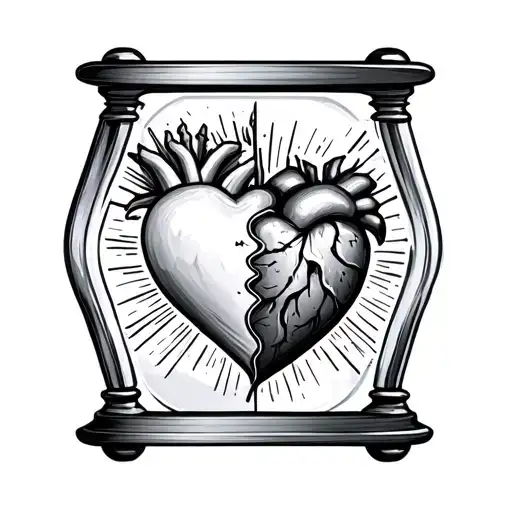 Half Good Heart And Half Rotten Heart In An Hourglass