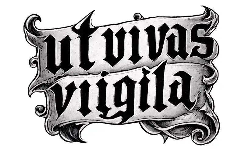 Forearm Tatto With The Words Ut Vivas Vigila Written In Latin