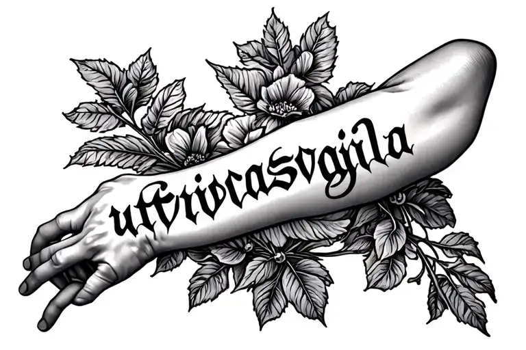 Forearm Tatto With The Words Utvivasvigila Written In Latin