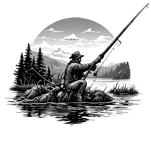 Hunting Scene Fishing Scene Country Filled