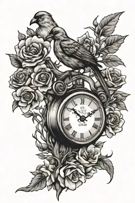 Swollow Bird Blossom Branch Time Clock Date St Christopher