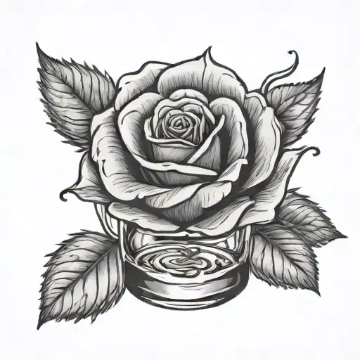 Rose In Whiskey Glass