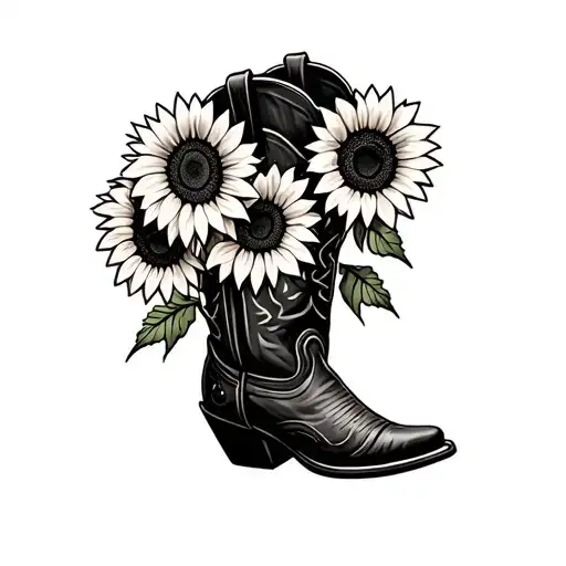 Cowboy Boots With Sunflowers