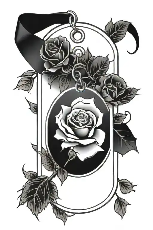 Dog Tag And Yellow Rose
