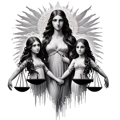 Libra With 3 Daughter Holding Hands