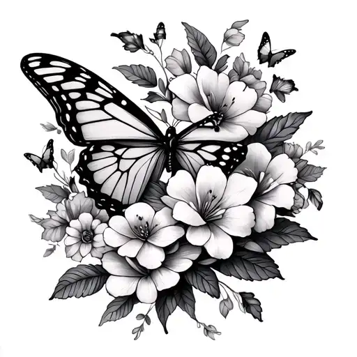 Butterflies And Flowers Intertwined