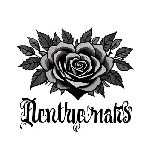 Heart With Rose Surrounded Center Name Written