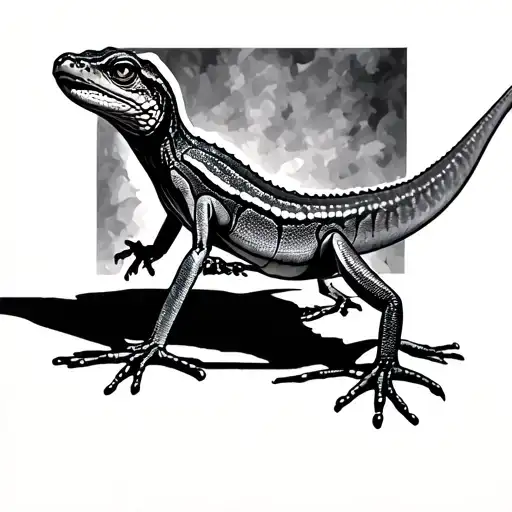 Lizard With Shadow Walking