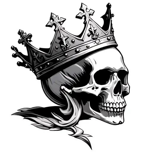 Skull With Crown With An Iron Cross On The Crown Made