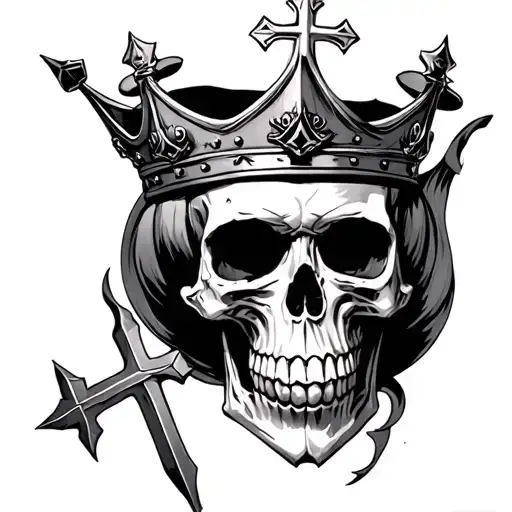 Skull With Crown With An Iron Cross On The Crown