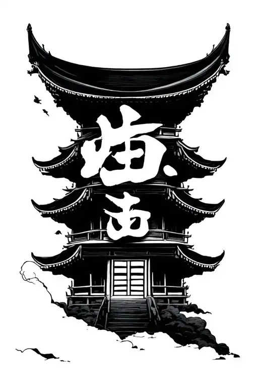 Padoga Tower With Unless Kanji Symbol