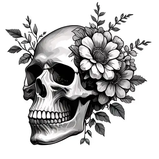 Skull Made Up Of Flowers