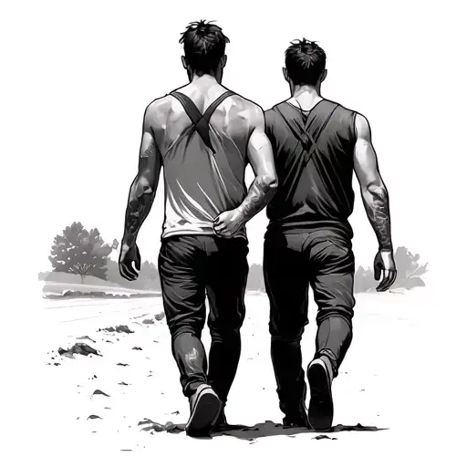 Two Men Walking Dirt Road
