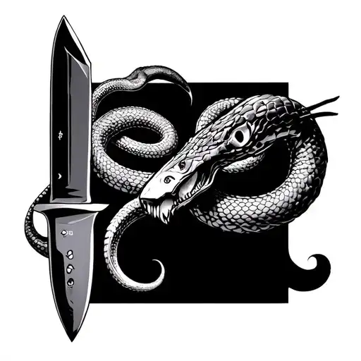 Knife And Snakes On The Leg