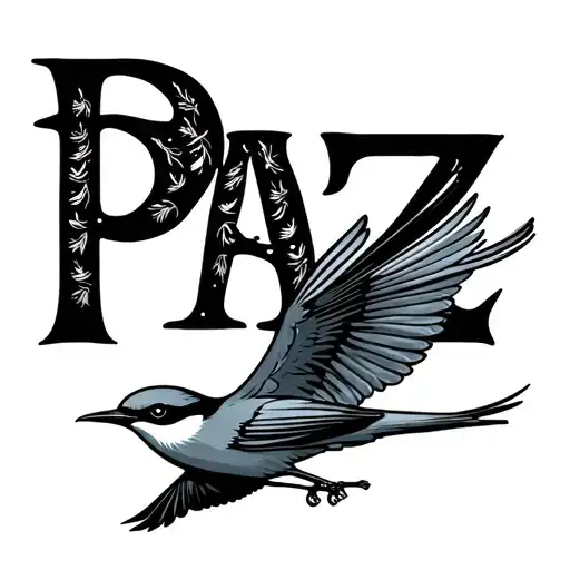 The Word Paz With A Motmot Flying Beside It
