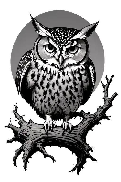 Dead Tree Owl Large Cat Stalking