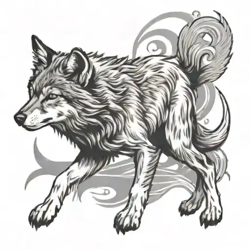 Wolf Protecting A Kitten Sitting