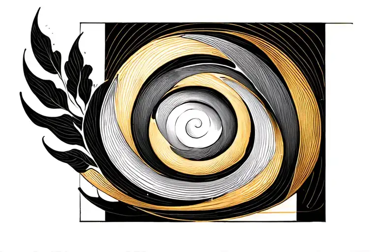 Minimal Line Art Golden Spiral In A Golden Rectangle