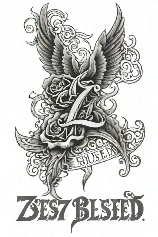 777 And Blessed Written On Neck