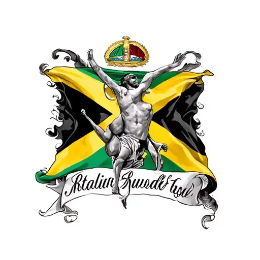 A Italian Style Tattoo With Jamaican Flag