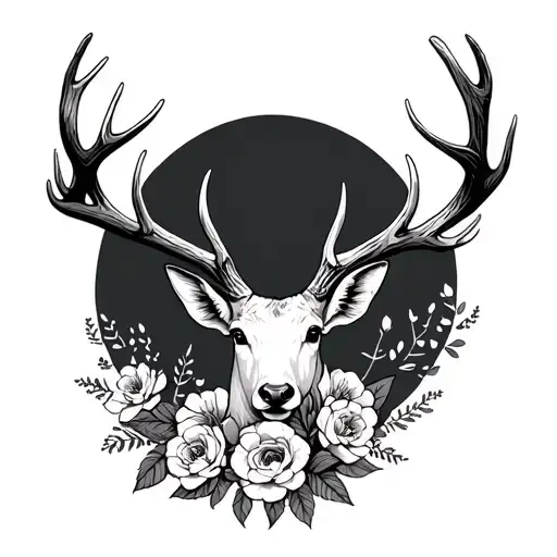 Deer Antlers With Flowers