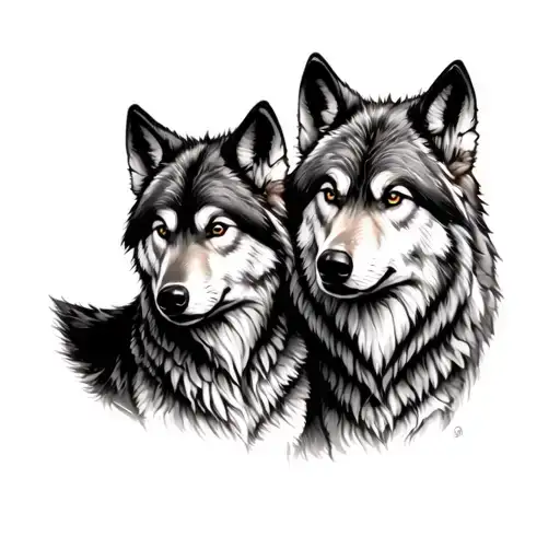 Wolf And Pup Seat From Behind