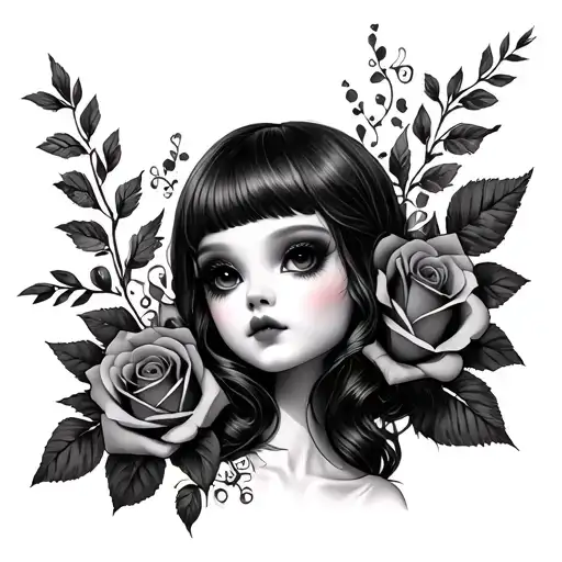 Doll And Roses