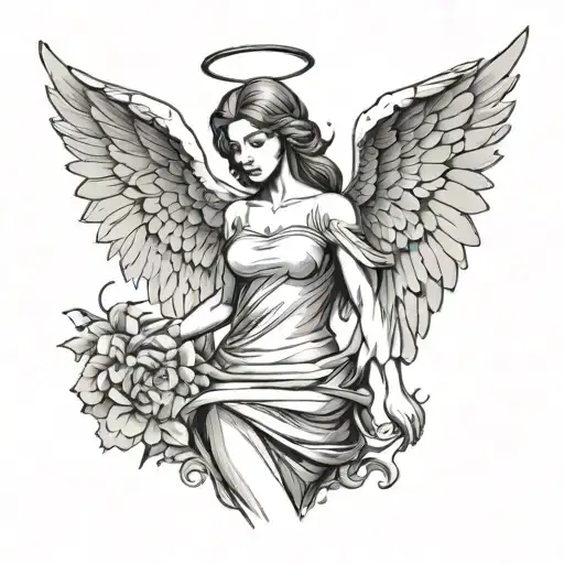 Black And White Minimalist Female Angel