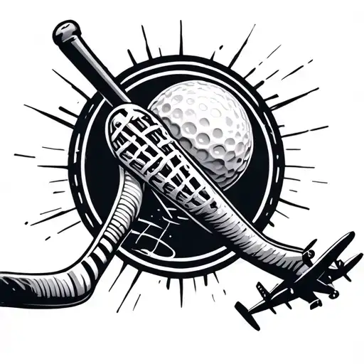 Goalie Stick Golf And Airplane Flying