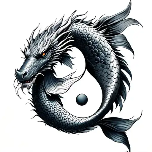 Dragon And Koi Fish Yin Yang