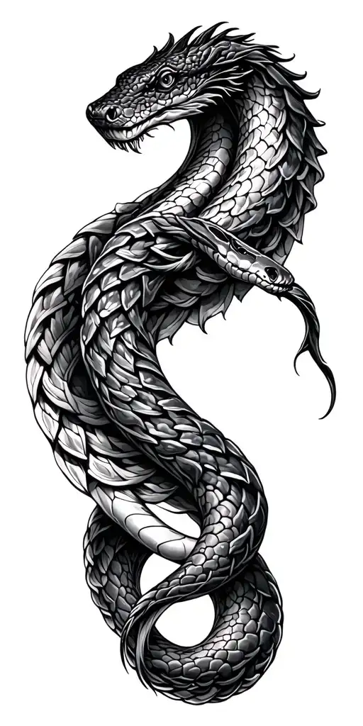 World Serpent With Dark Knot Work Background Black And White