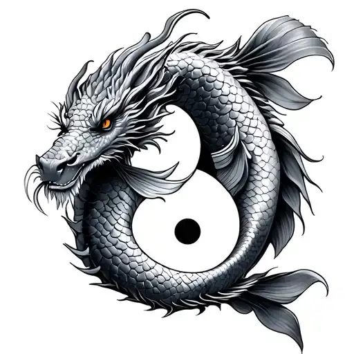 Dragon And Koi Fish Yin Yang