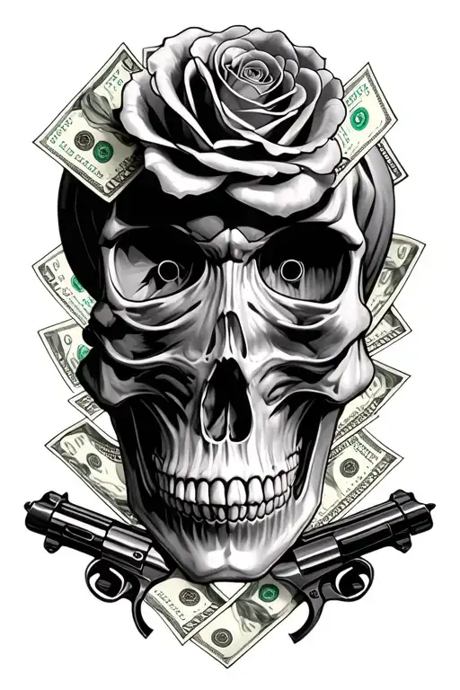 Skull Roses Money Guns N Roses