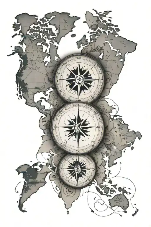Scandinavian Style Compass And World Map