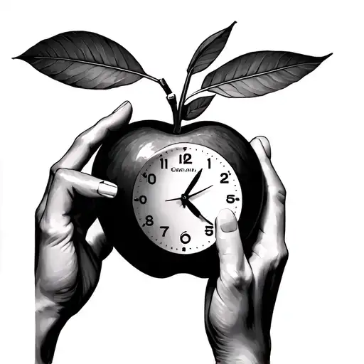 Stop Watch With Hands As An Apple And A Plane