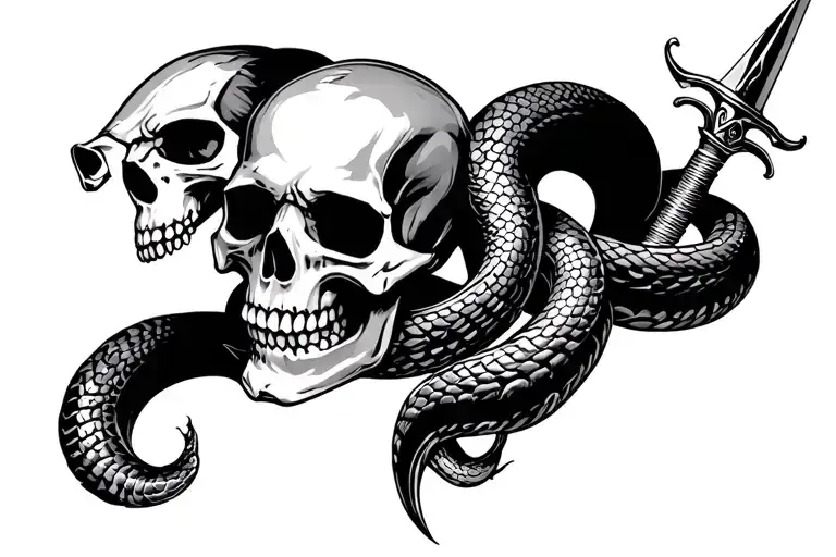 Skull And Snake And Dagger