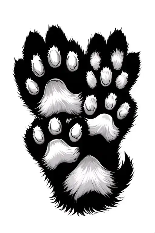 Dog And Cat Paws Connected