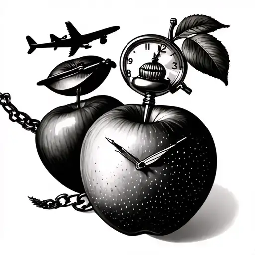 Pocket Watch Incorporate Apples And Airplanes
