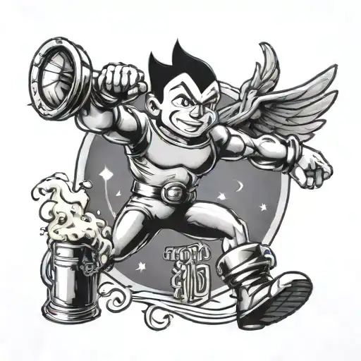 Astro Boy Flying With Beer Mug