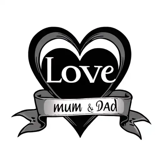 Heart With Ribbon Saying Love Mum And Dad