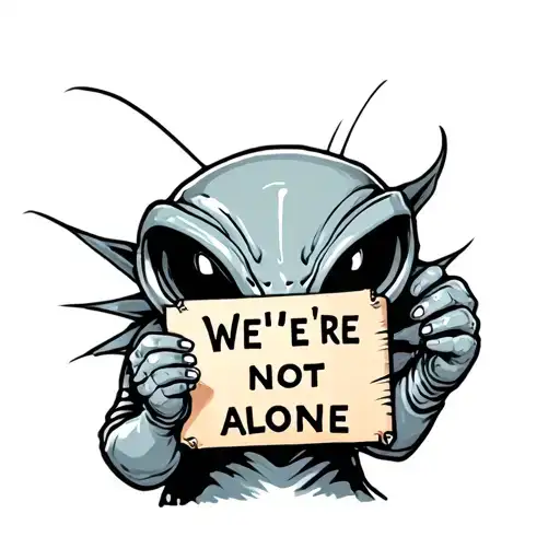 Alien Holding A Sign Saying We're Not Alone