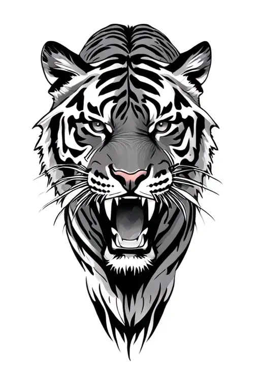 Trible Tiger Roaring