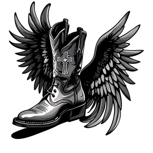 Cross Cowboy Boots Wings Spread