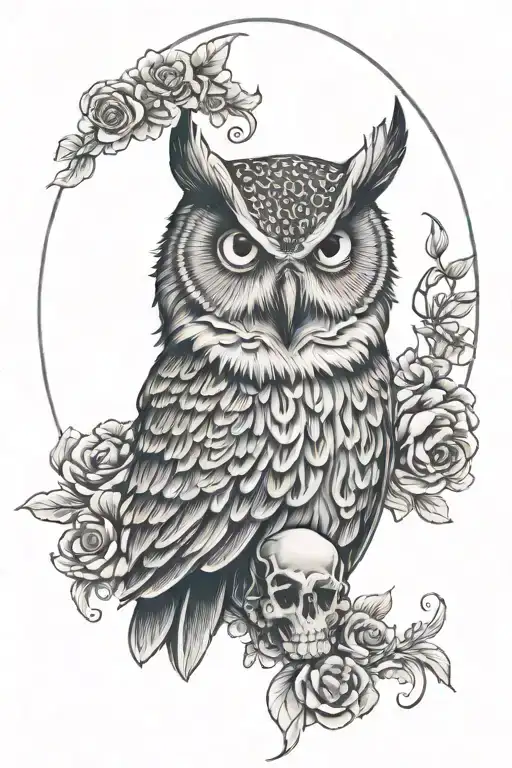 Owl On Skull Face