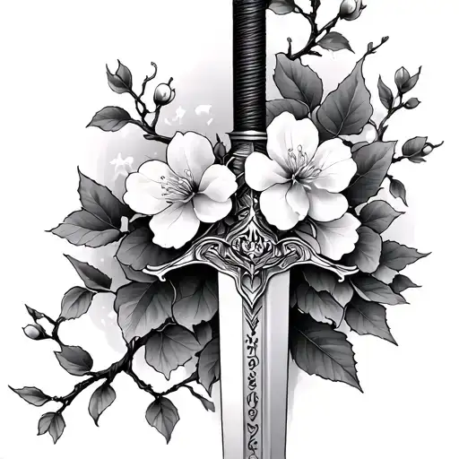 Cherry Blossom With Sword Half Sleeve