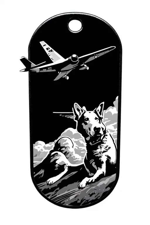 Military Dog Tags With Airplane Flying