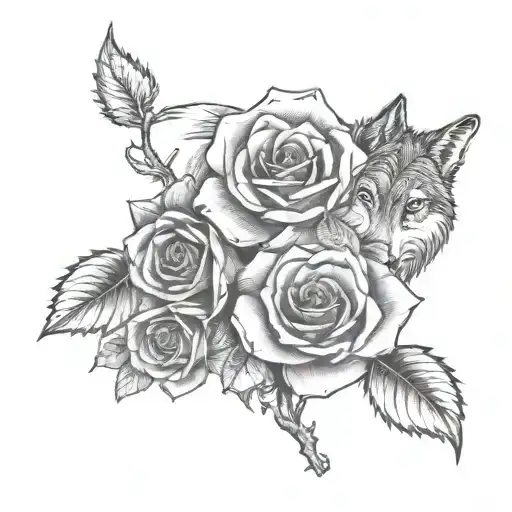 Wolf Blended By Roses