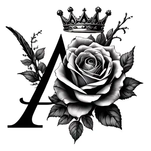 Crown Rose Letter A Infinity Symbol